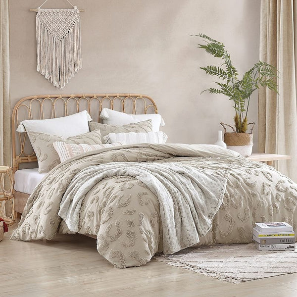 New Chenille Leopard Linen 3 Piece Bedding Comforter Set, Full/Queen