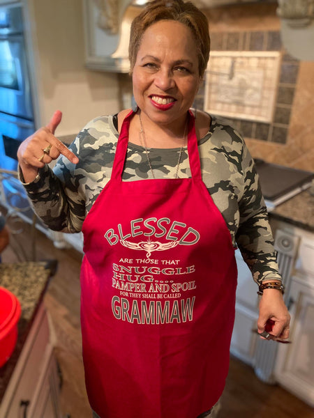 Chef Apron Blessed Grammaw Snuggle and Hug only in Black Apron