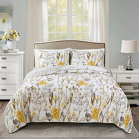 New Lush Decor Full/Queen 3pc Adalia Quilt Set Yellow/Gray