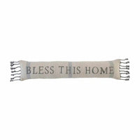 Mud Pie Bless This Home Fringe Oblong Pillow Farmhouse Easy Clean
