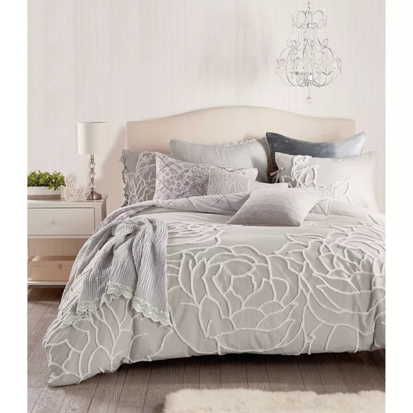 New Peri Home Full/Queen 3pc Chenille Rose Comforter Set New