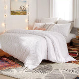 New Peri Home King Size Chenille Leopard Duvet Cover & Sham Set White