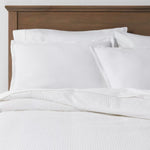 New Full/Queen White Size Waffle Weave Duvet & Sham Set