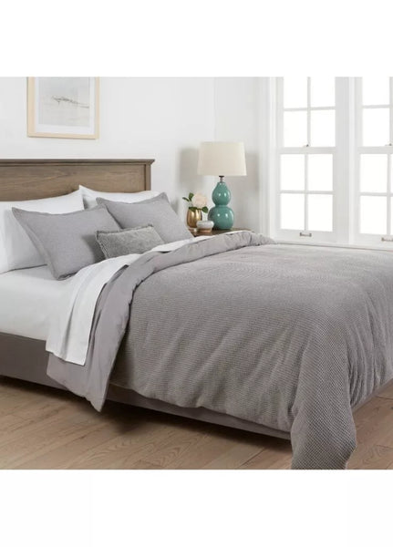 New King Size Gray Waffle Weave DUVET COVER & SHAM SET  - Threshold