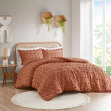 New Intelligent Design Elise Pom Pom Jacquard Rust Comforter Set