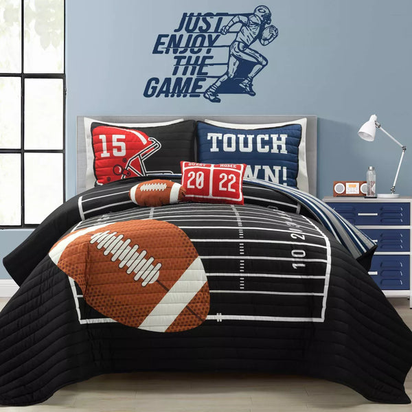 New Lush Decor Full/Queen American Football Reversible Oversized Set Quilt