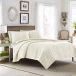 New Laura Ashley Felicity Quilt And Sham Set King Size Ivory