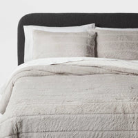 New  Luxe Faux Fur Comforter and Sham Set Full/Queen Gray - Threshold