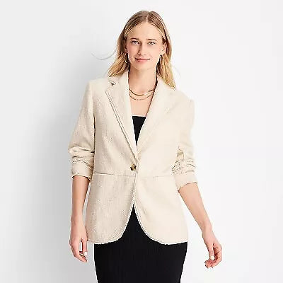 Women's Boucle Frayed Edge Blazer - Future Collective with Jenny K. Lopez Cream