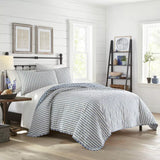 New Full/Queen Willow Way Ticking Stripe Quilt & Sham Set Navy - Stone Cottage