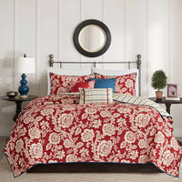 Madison Park Red Rose Cotton Twill Reversible Coverlet Set (Full/Queen) 6pc