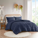 New Intelligent Design Lightweight 3pc Full/Queen Elise Clip Jacquard Duvet Cover Set Navy Number of Pieces:  3