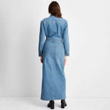 New Women's Long Sleeve Denim Maxi Shirtdress - Universal Thread™ Medium Wash