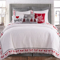 Levtex Home Rudolph Holiday Christmas 3 pc. Quilt Set King Size White New