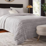 New  Luxe Faux Fur Comforter and Sham Set Full/Queen Gray - Threshold