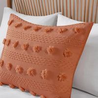 New Intelligent Design Elise Pom Pom Jacquard Rust Comforter Set