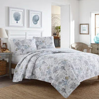 NEW Beach Bliss Pelican Quilt & Sham Set Gray King Size Tommy Bahama