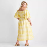 Women's Off the Shoulder Puff Sleeve Midi Dress - Future Collective™ with Jenny K. Lopez Yellow