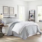 New Full/Queen Willow Way Ticking Stripe Quilt & Sham Set Navy - Stone Cottage