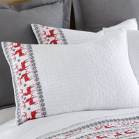 Levtex Home Rudolph Holiday Christmas 3 pc. Quilt Set King Size White New