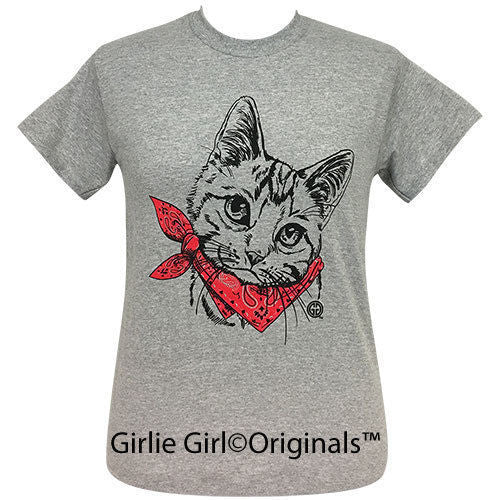 Girlie Girl Originals Preppy Bandana Kitty Cat T-Shirt Short Sleeves
