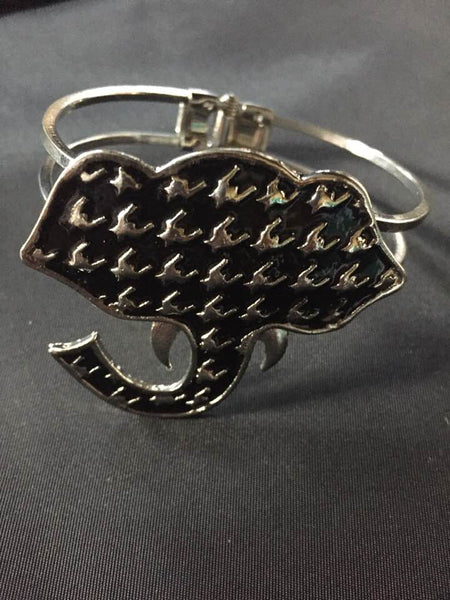 New Houndstooth Elephant Bangle Bracelet. Alabama Inspired