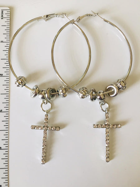 Fashion Jewelry Cross Vintage Look Hobo Earrings New Discontinued Stock
