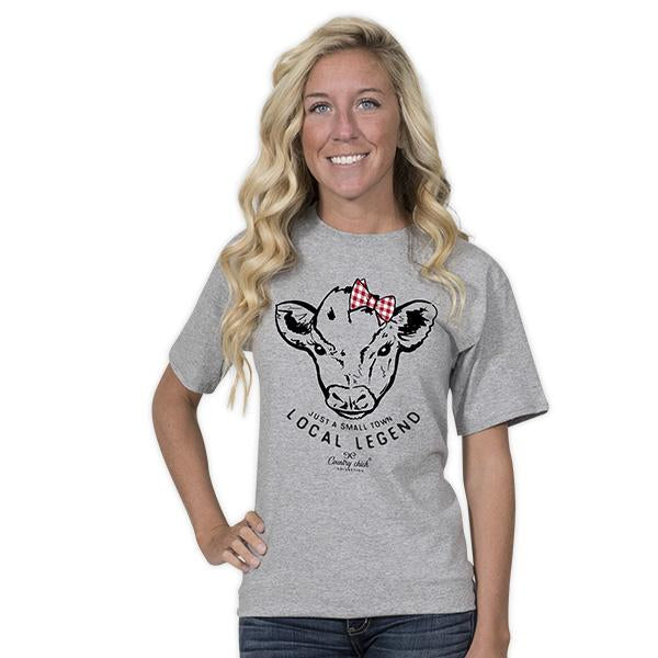 Simply Southern Originals Country Chick Preppy Bowtie Cow T-Shirt