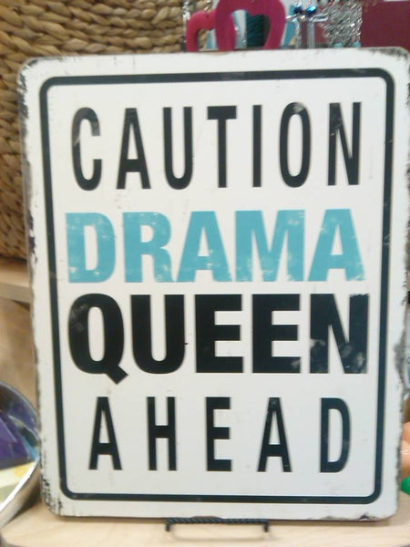 Rustic Caution Drama Queen Ahead Plaque Sign Wall Art Home Decor  12.5x16
