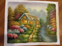 Flower garden cottage unstretched unframed canvas 20x24