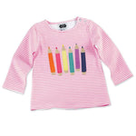 Mud Pie Back School Pencil Crayon Tunic Top Shirt Infant Girl New Pink Multi