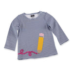 Mud Pie Back School Pencil Crayon Tunic Top Shirt Infant Girl New Blue Multi