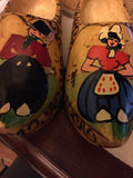 Vintage Hand Carved WOODEN SHOES Dutch Holland Wood Clogs Decorative Man & Woman