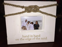 MUD PIE distressed solid pine wood frame.  Nautical rope knot accent. The perfect gift.