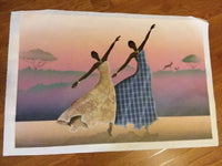 TWO SISTERS DANCING UNSTRETCHED/UNFRAMED CANVAS 24 X 36.