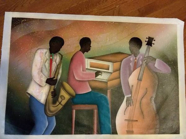 JAZZ PLAYERS UNSTRETCHED/UNFRAMED CANVAS 24 X 36.