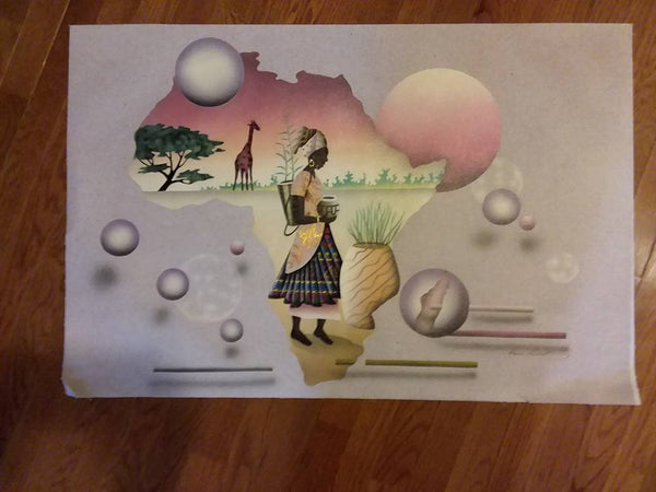 AFRICA UNSTRETCHED/UNFRAMED CANVAS 24 X 36.