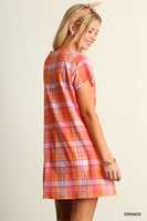 Umgee Boutique Women Plaid Dress Tunic with Pockets