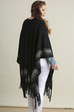 UMGEE Womens Black Chic Boho Bohemian Wrap Cardigan Poncho Sweater Plus  2X
