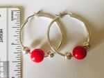 Fashion Jewelry Vintage Look Silver and Red  Hobo Earrings New Discontinued Stock