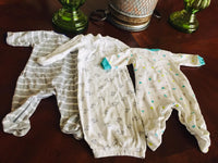 Gently Used Carter's size 3 months play suites lot of 3 with a bib