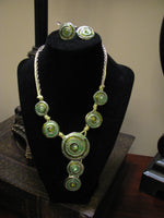 Fashion Jewelry Green Necklace And Earring Set New