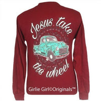 Girlie Girl Originals Jesus Take The Wheel Long Sleeve T-Shirt Jersey Cardinal Red