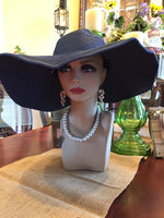 Navy Colored Straw Floppy Hat with Bendable Wire Rim