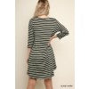 Umgee Boutique Striped 3/4 Sleeve Pocket Tee Dress