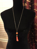 New Small Tassel Necklace Orange/Pink