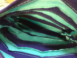 New Zippers small purse handbag 6x6 Blue mix