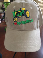 I love Farming Khaki Baseball Cap Hat Adjustable
