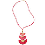 New Mud Pie Pink Gold Hammered gold tassel  Necklace