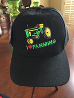 I love Farming Baseball Cap Hat Black Adjustable